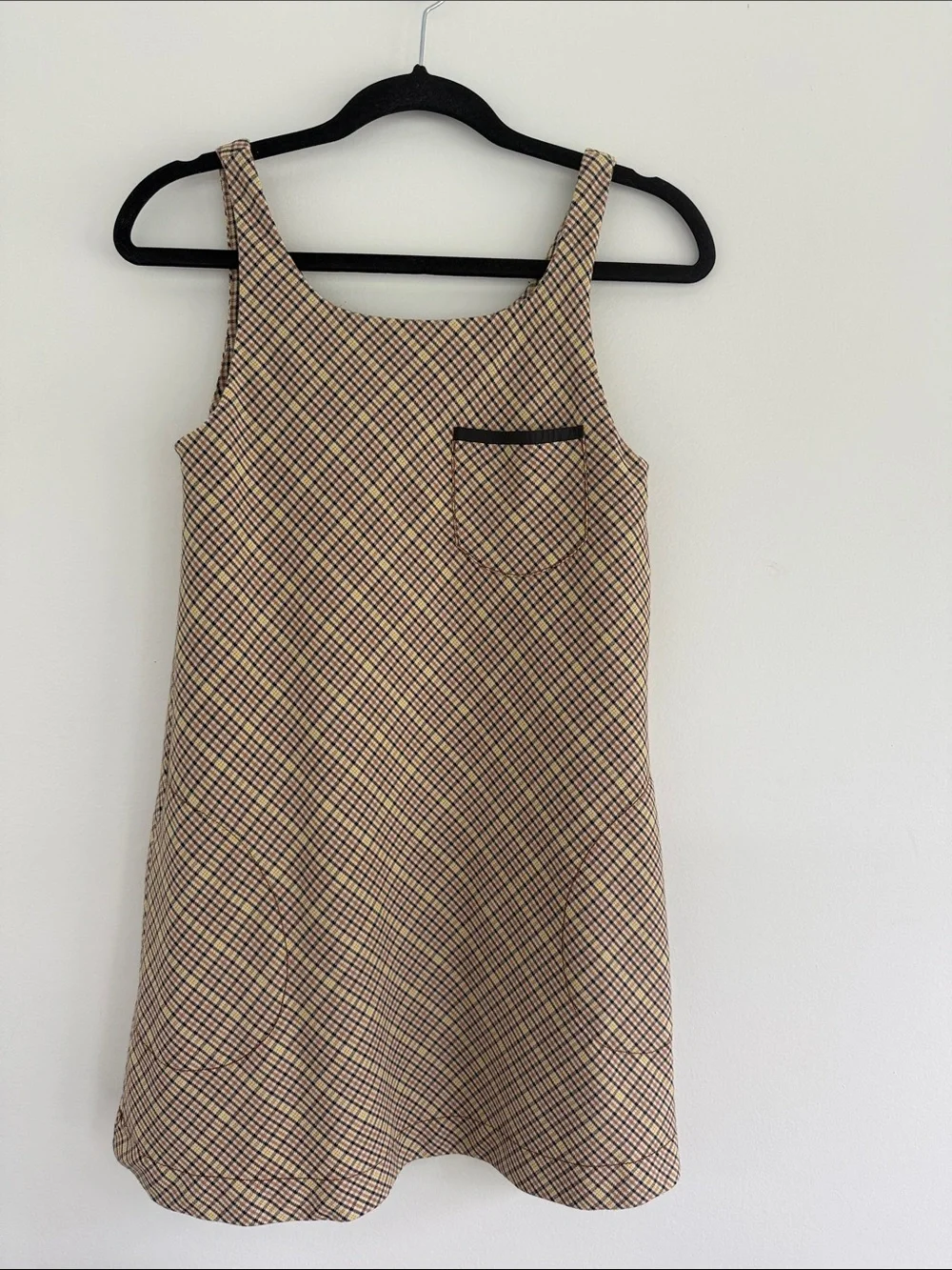 Zara Plaid Sleeveless Dress with Black Trim Pocket